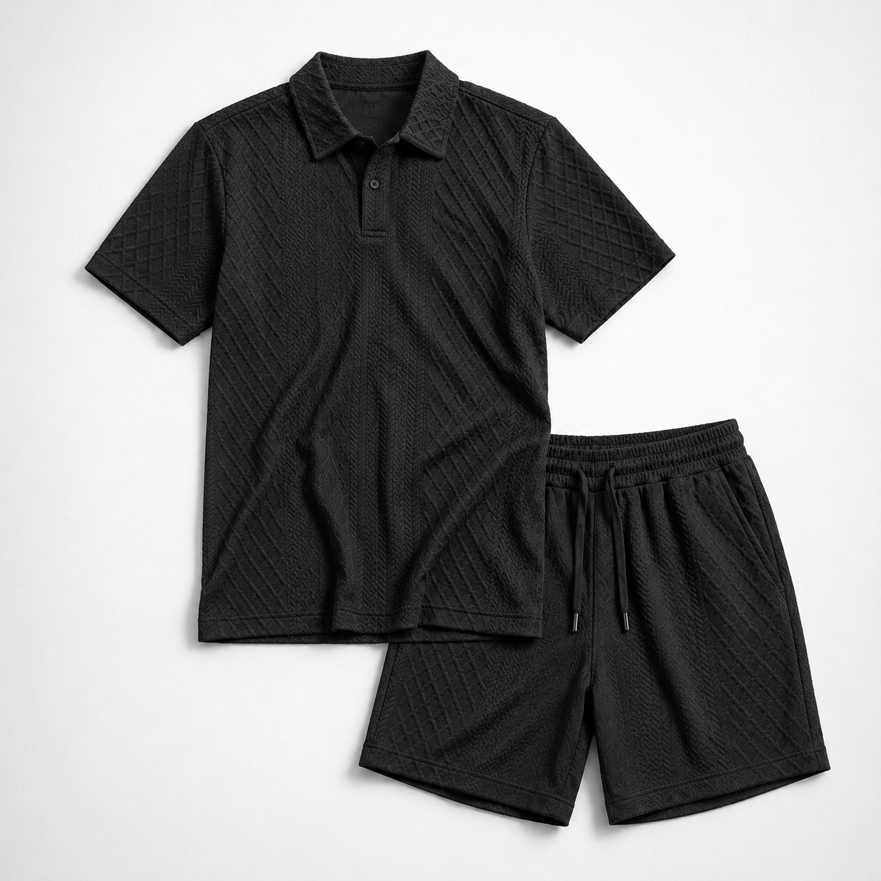 Textured - Polo Short Set