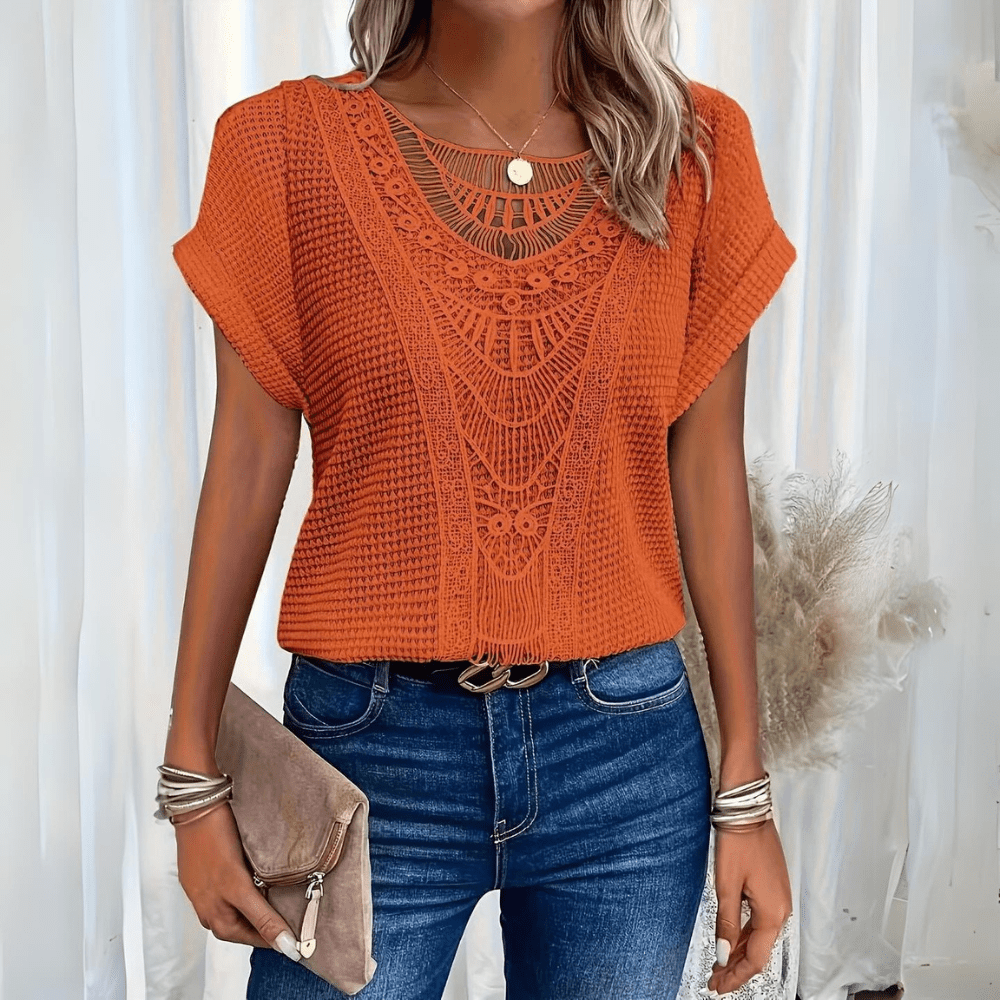 Réne | Elegant Lace Trim Relaxed Top