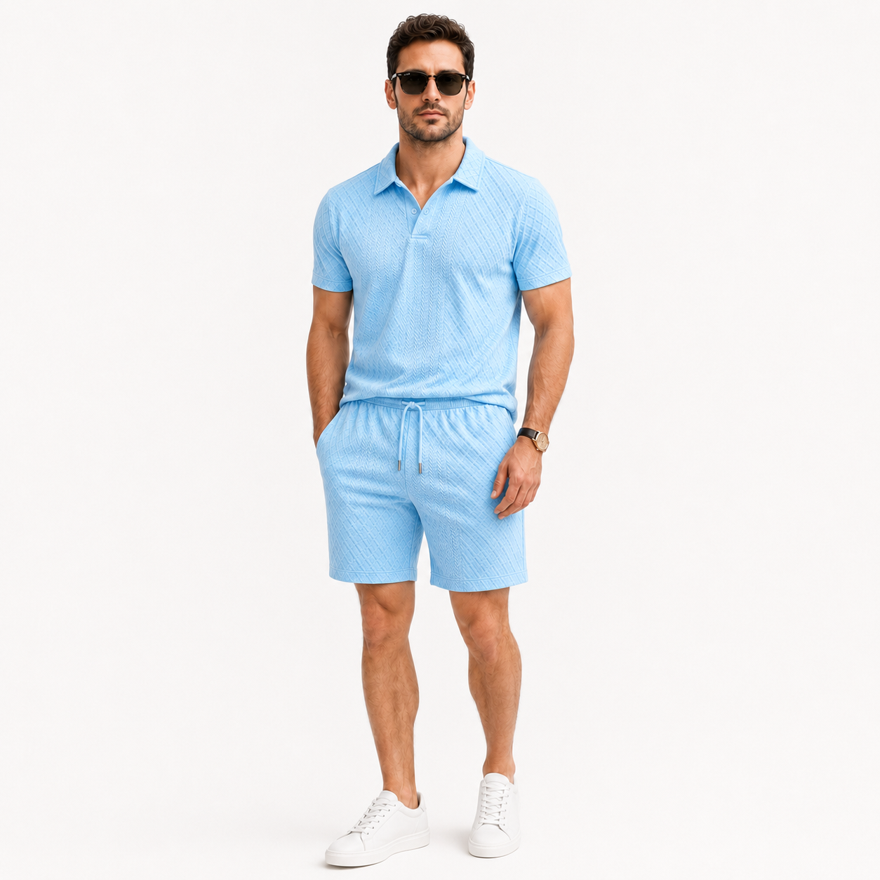 Textured - Polo Short Set