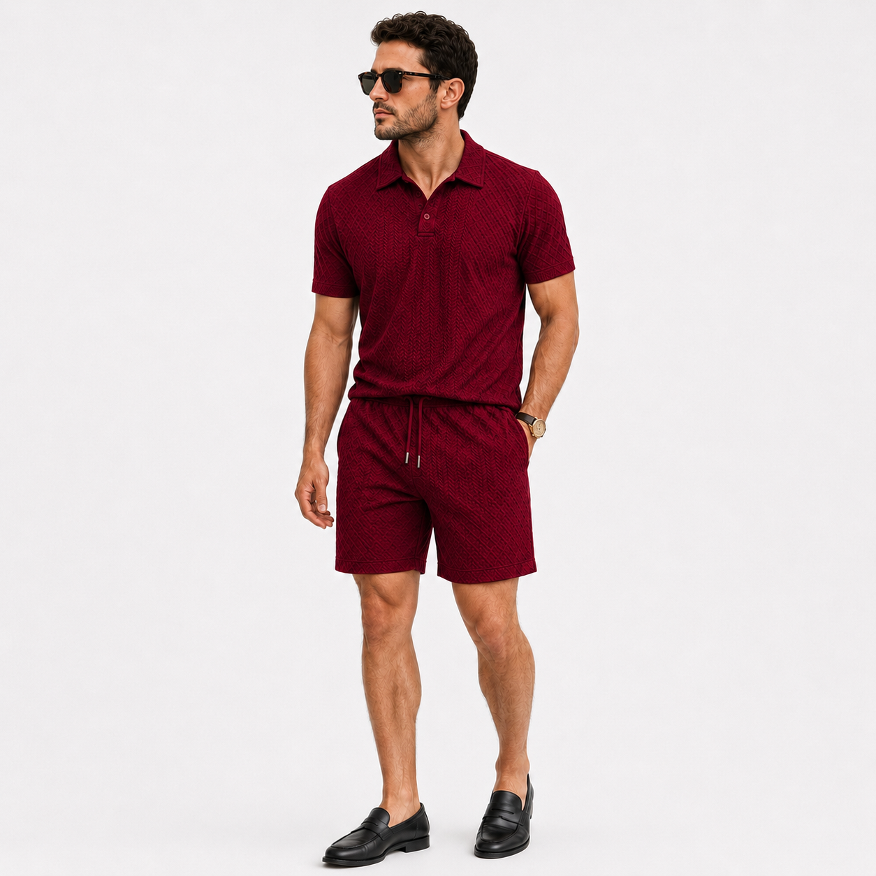 Textured - Polo Short Set