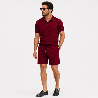 Textured - Polo Short Set