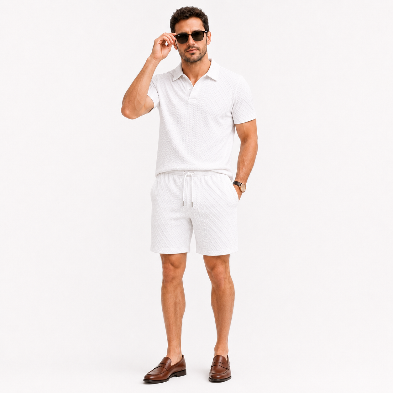 Textured - Polo Short Set