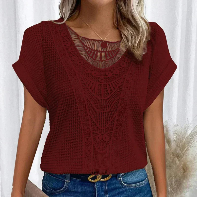 Réne | Elegant Lace Trim Relaxed Top