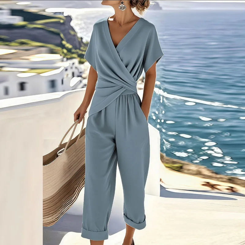 Maren | Elegant Wrap-Front Cropped Co-ord Set