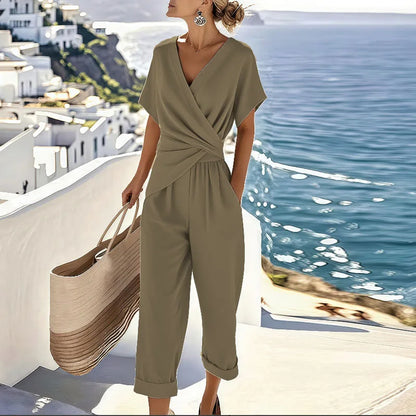 Maren | Elegant Wrap-Front Cropped Co-ord Set