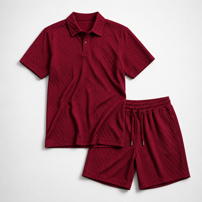 Textured - Polo Short Set